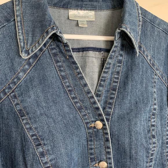 Medium Wash Dress Barn Denim Jacket Sz 2x - Picture 9 of 16